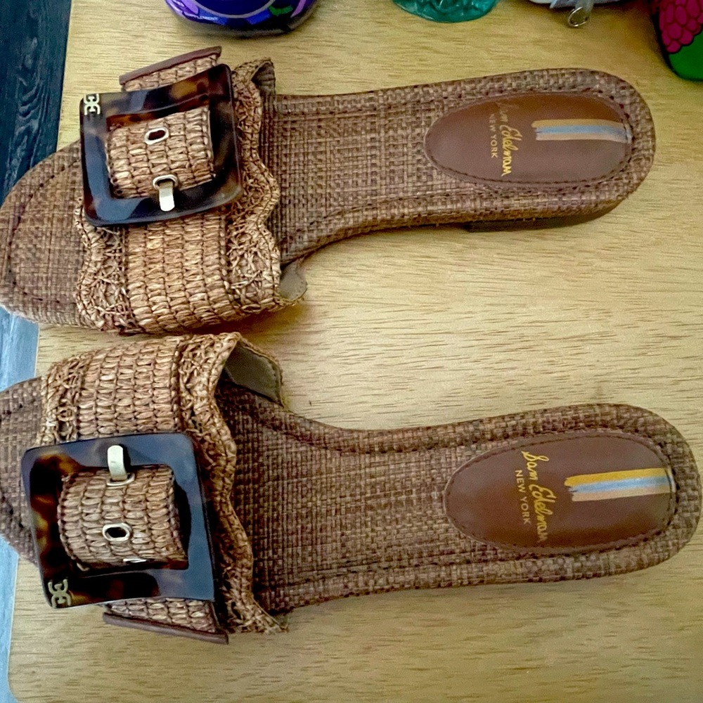 Sam Edelman Bambi Raffia Buckle Slide Sandal